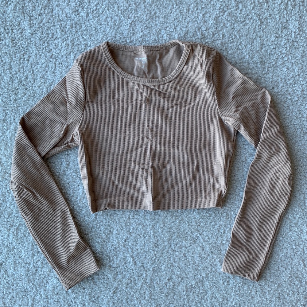 YEAR OF OURS Tan Nancy Thermal Crop Top